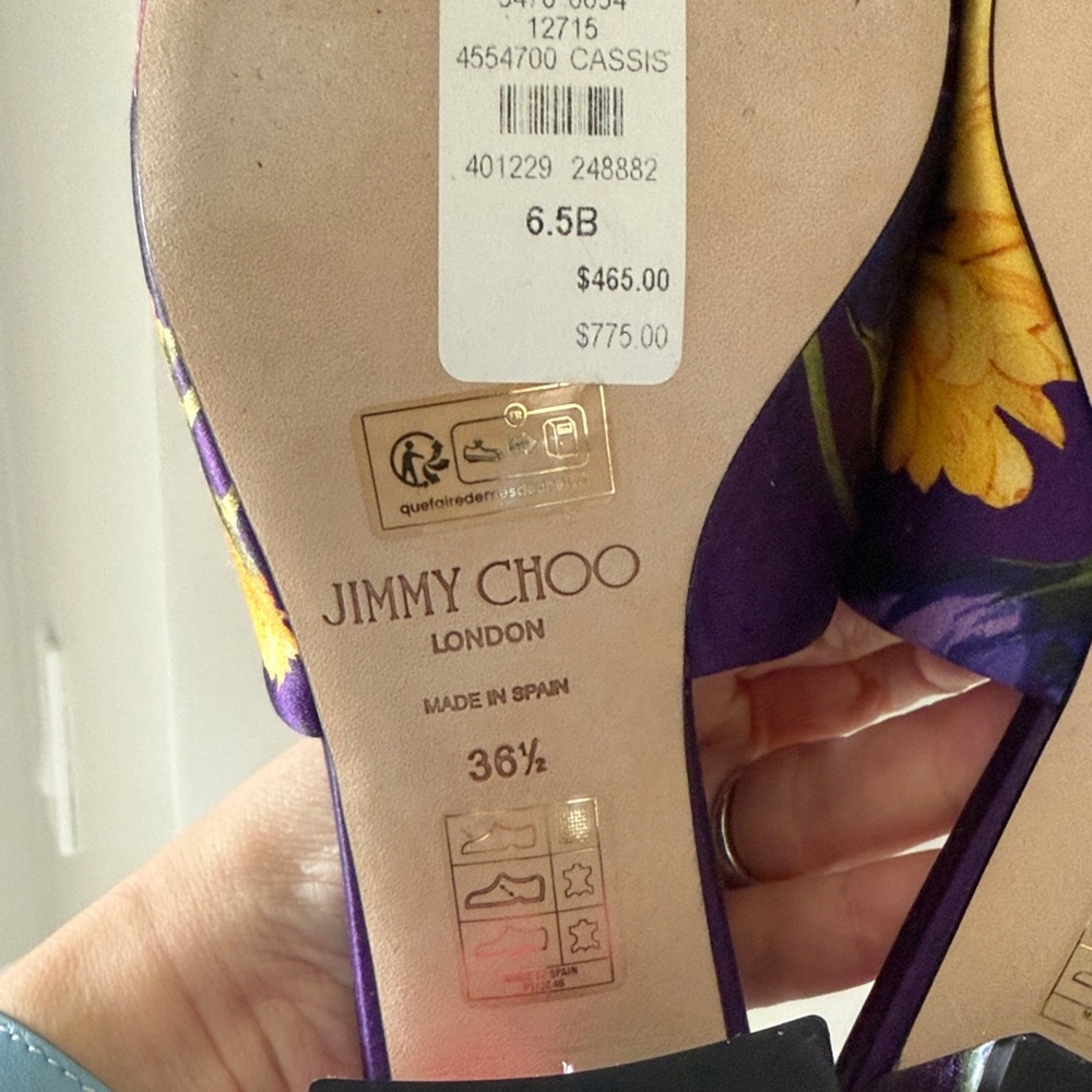 Jimmy Choo Purple Floral Bow Slide Sandals with Yellow & Pink Accents - Picture 5 of 9